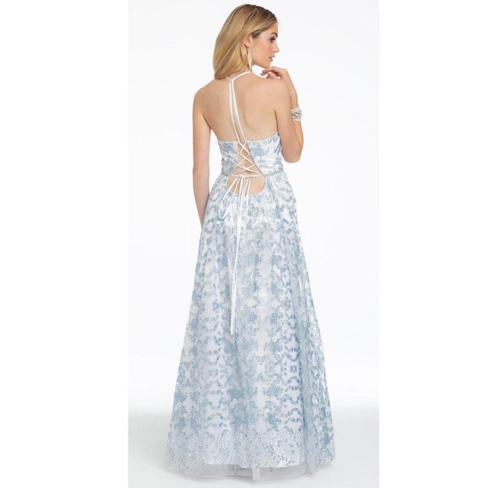 Maxi Floral Ballgown, Open Back Prom Party Dress, size 4P - Picture 2 of 8